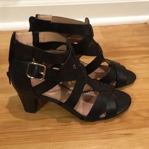 Restricted Black strappy heel sandals